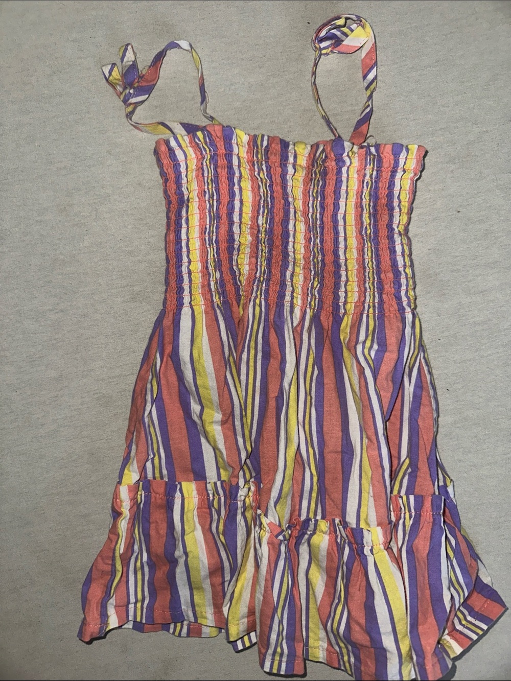 Kids Size 3T Kidgets Multicolor Striped Sundress - Purple, Yellow, Pink